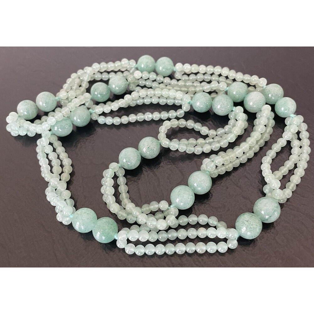 Green Gemstone Round Bead Necklace For Women Jewelry - Picture 3 of 5